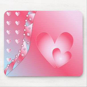Rosa und weißes Herz Mousepad