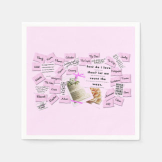 Rosa und weißes Hochzeitspapier Napkins Serviette