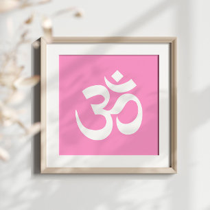 Rosa und weißes Om-Symbol Poster