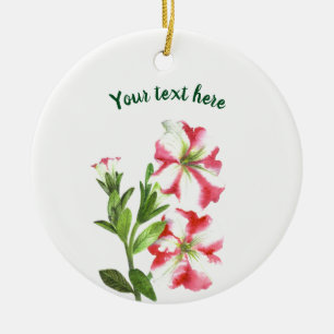 Rosa und weißes Petunias Wasserfarben Keramik Ornament
