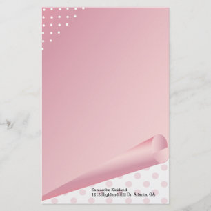 Rosa und weißes Tupfen-Gewohnheits-Briefpapier Briefpapier