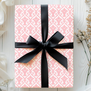 Rosa und weißes vintage Damastmuster Geschenkpapier