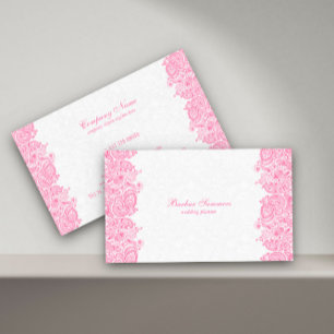 Rosa und weißes vintage Paisley Visitenkarte