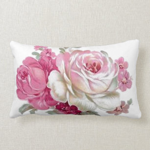 Rosa-und weißeVintage Rosen Lendenkissen