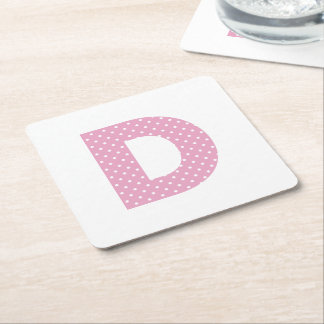 Rosa und winzig weiß gepunktetes fettes D-Monogram Rechteckiger Pappuntersetzer