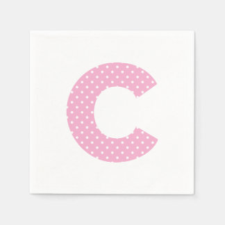 Rosa und winzig weißer Tupfen fett C Monogramm Serviette