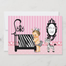 Rosa und Zebra Baby Dusche Einladung