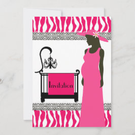 Rosa und Zebra Baby Dusche Einladung mit Schwanger