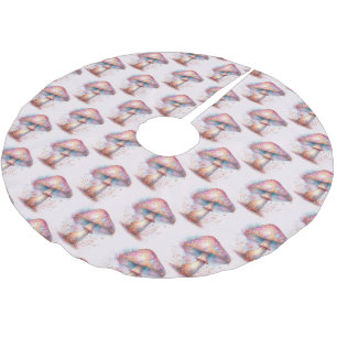 Rosa, unglaublich verzauberte Pilzdekor Polyester Weihnachtsbaumdecke