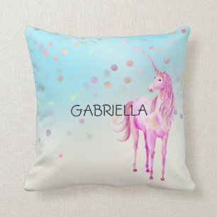 Rosa Unicorn Confetti Personalisierter Name Kissen