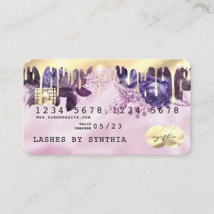 Rosa Unicorn Drilling Credit Card Gold Floral Visitenkarte