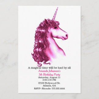 Rosa Unicorn-Geburtstags-Party Einladung