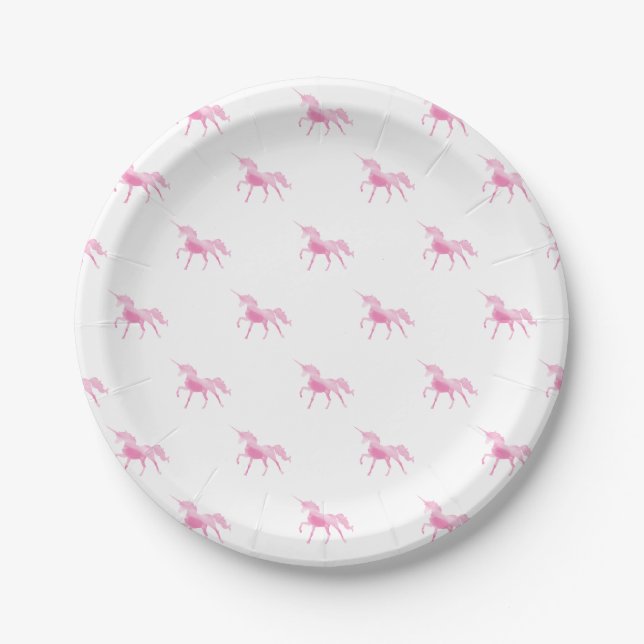 Rosa Unicorn-Papier-Teller Pappteller (Vorderseite)