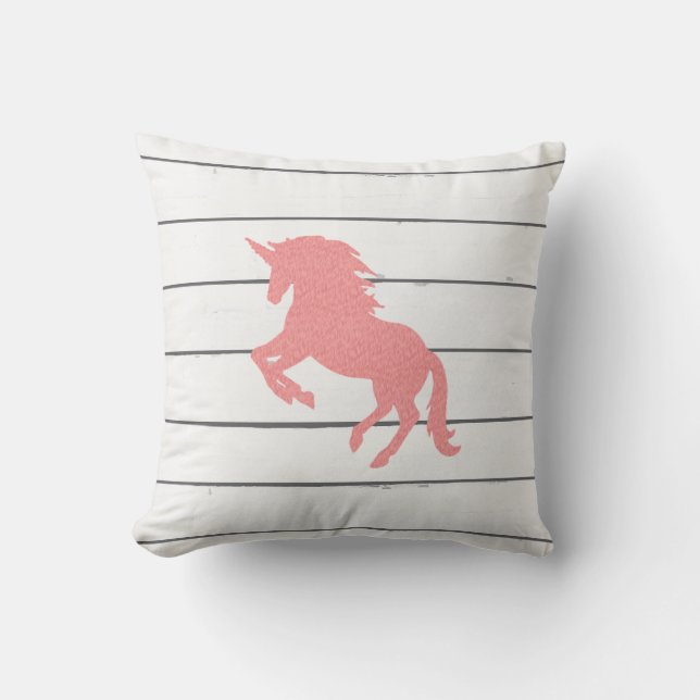 Rosa Unicorn Shiplap Kissen Kissen (Vorderseite)