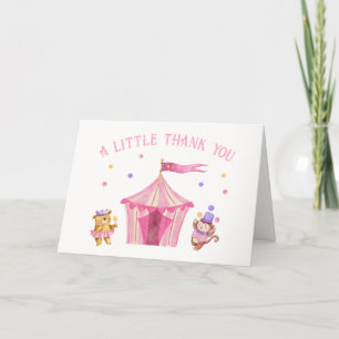 Rosa Unique Circus Bear Monkey Baby Dusche Dankeskarte