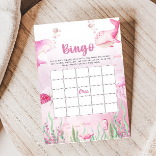 Rosa Unter-dem-Meer-Baby-Shower-Bingo-Spiel