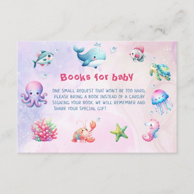 Rosa unter dem Meer Babyduschbücher für Kinder Begleitkarte (Vorderseite)