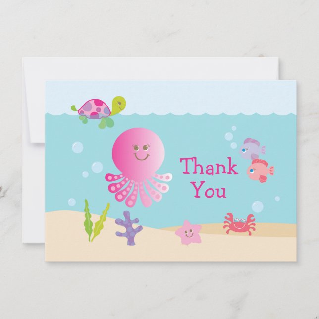 Rosa unter der SeeBabyparty danken Ihnen zu Dankeskarte (Vorderseite)