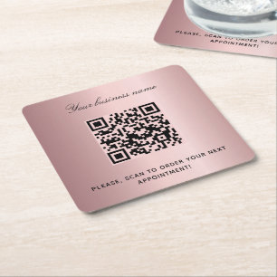 Rosa Unternehmenssalon mit dem Namen qr Rechteckiger Pappuntersetzer