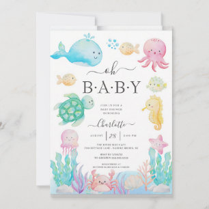 Rosa Unterwasser-Baby-Party für Mädchen Einladung
