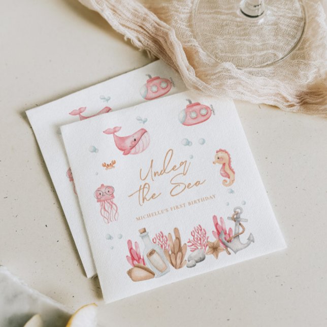 Rosa Unterwasser Geburtstag Serviette (Von Creator hochgeladen)