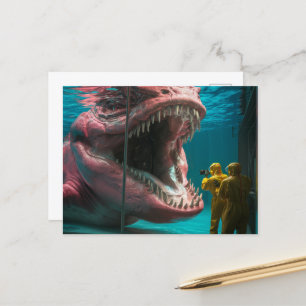 Rosa Unterwassermonster Postkarte