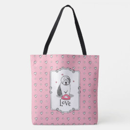 Rosa Valentine Alte englische Schafhunde Hund Grau Tasche