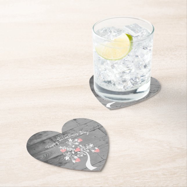 Rosa Valentine Hearts Tree Paper Untersetzer (Vor Ort)