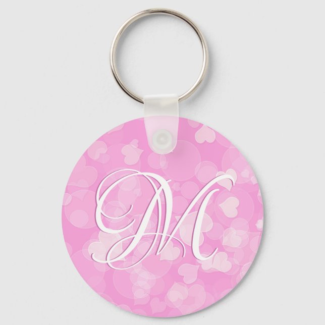 Rosa Valentine's Hearts Geschenk. Text Schlüsselanhänger (Vorderseite)