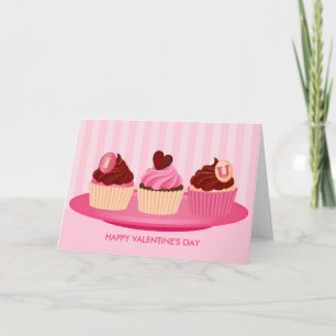 Rosa Valentinstag Cupcakes Feiertagskarte