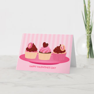Rosa Valentinstag Cupcakes Feiertagskarte