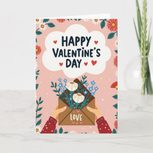 Rosa Valentinstag-Illustrationskarte Karte