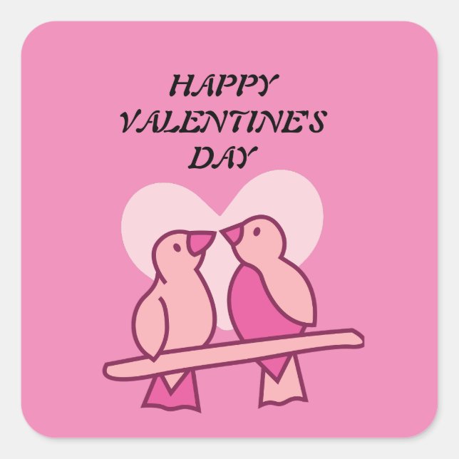 Rosa Valentinstag Quadratischer Aufkleber (Vorderseite)
