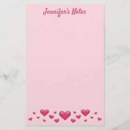 Rosa Valentintagsherzen und benutzerdefinierter Te Briefpapier