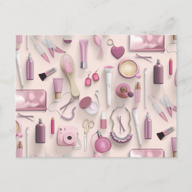 Rosa Vanity-Tabelle Postkarte (Vorderseite)