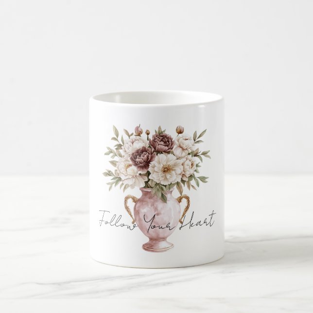 Rosa Vasenvase Schokoladen-Creme-Blumen Kaffeetasse (Mittel)