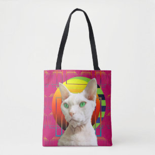 Rosa verrückte Katzen-Entwurf Sphynx Katze und Tasche