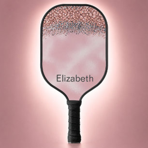 Rosa verschnörkelte personalisierte Juwelen- Pickleball Schläger