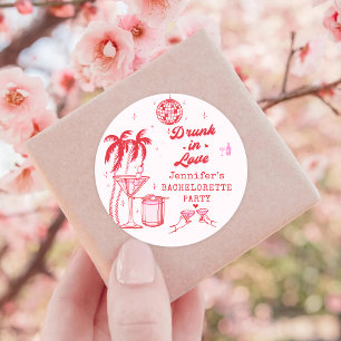 Rosa verspielter handgezeichneter Cocktail Jungges Runder Aufkleber