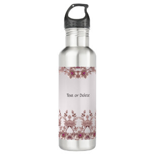 Rosa Verzierte Floral Wasser Flasche Edelstahlflasche