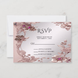 Rosa Verzierte florale RSVP Karte