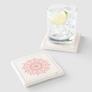 Rosa verzierte Mandala Steinuntersetzer