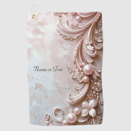 Rosa verzierte Pearl- und Blumengolftasche Golfhandtuch