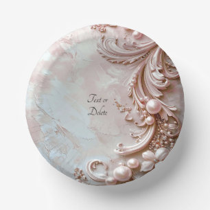 Rosa verzierte Perle und Floral Pappteller