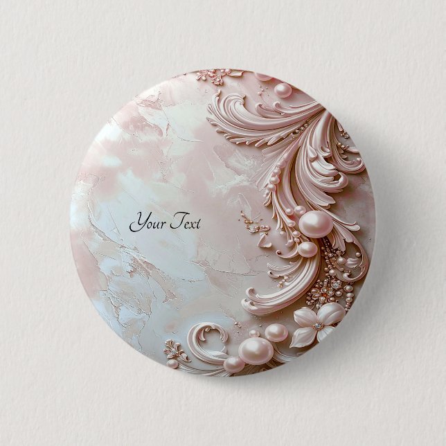 Rosa verzierte Perle und florale Knopf Button (Vorderseite)