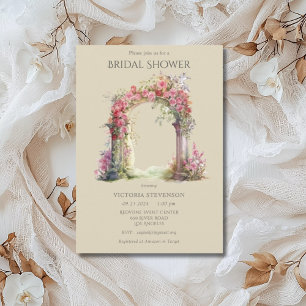 Rosa Verziertes Hochzeitsarsch-Brautparty Einladung