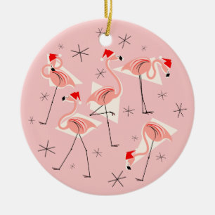 Rosa Verzierung Flamingo-Sankt rund Keramikornament