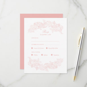 Rosa Victorian-Menüwahl-RSVP-Karte RSVP Karte