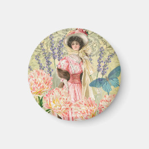 Rosa viktorianische Frau im Regency-Stil Magnet