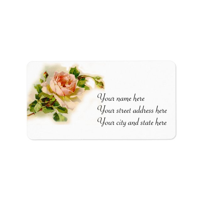 Rosa Viktorianische Rose Adressaufkleber (Vorne)